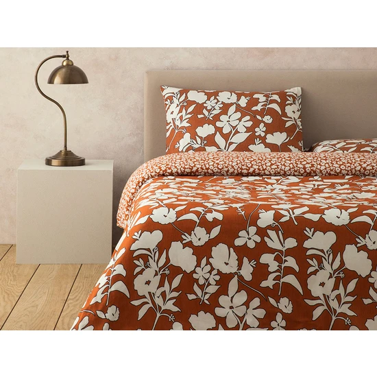 English Home Grandiflora Dijital Baskılı Soft Cotton Çift Kişilik Nevresim Seti 200X220 cm Terracotta