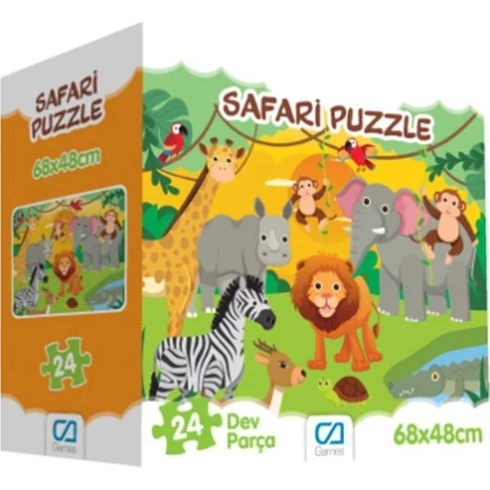 Ca Games 24 Parça Safari Yer Puzzle 5232, Çocuklar Için Hayvanlı Yer Puzzle
