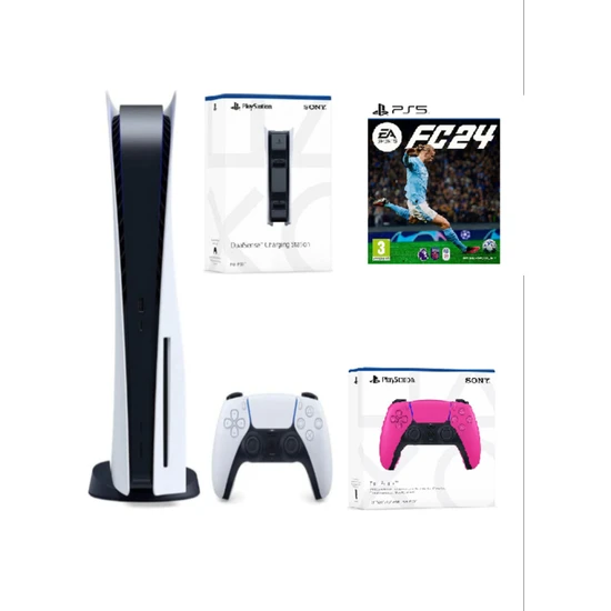 Sony Playstation 5 + 2.Dualsense Pembe + Şarj İstasyonu + PS5 Ea Sports Fc 24