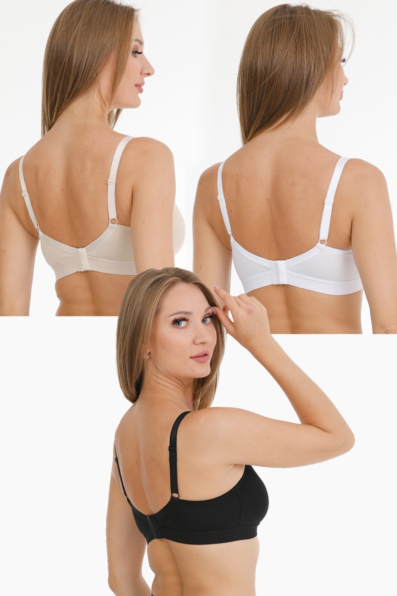 Parlingerie 3lü Emzirme Sütyeni Dantelli Kapsız Siyah-Beyaz-Ten görsel 3