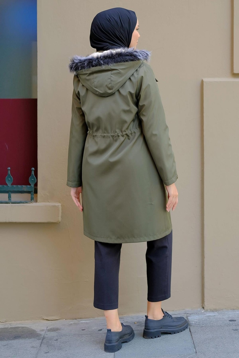 Hafsa Mina Cep Detaylı Mont Haki HM2287 görsel 5