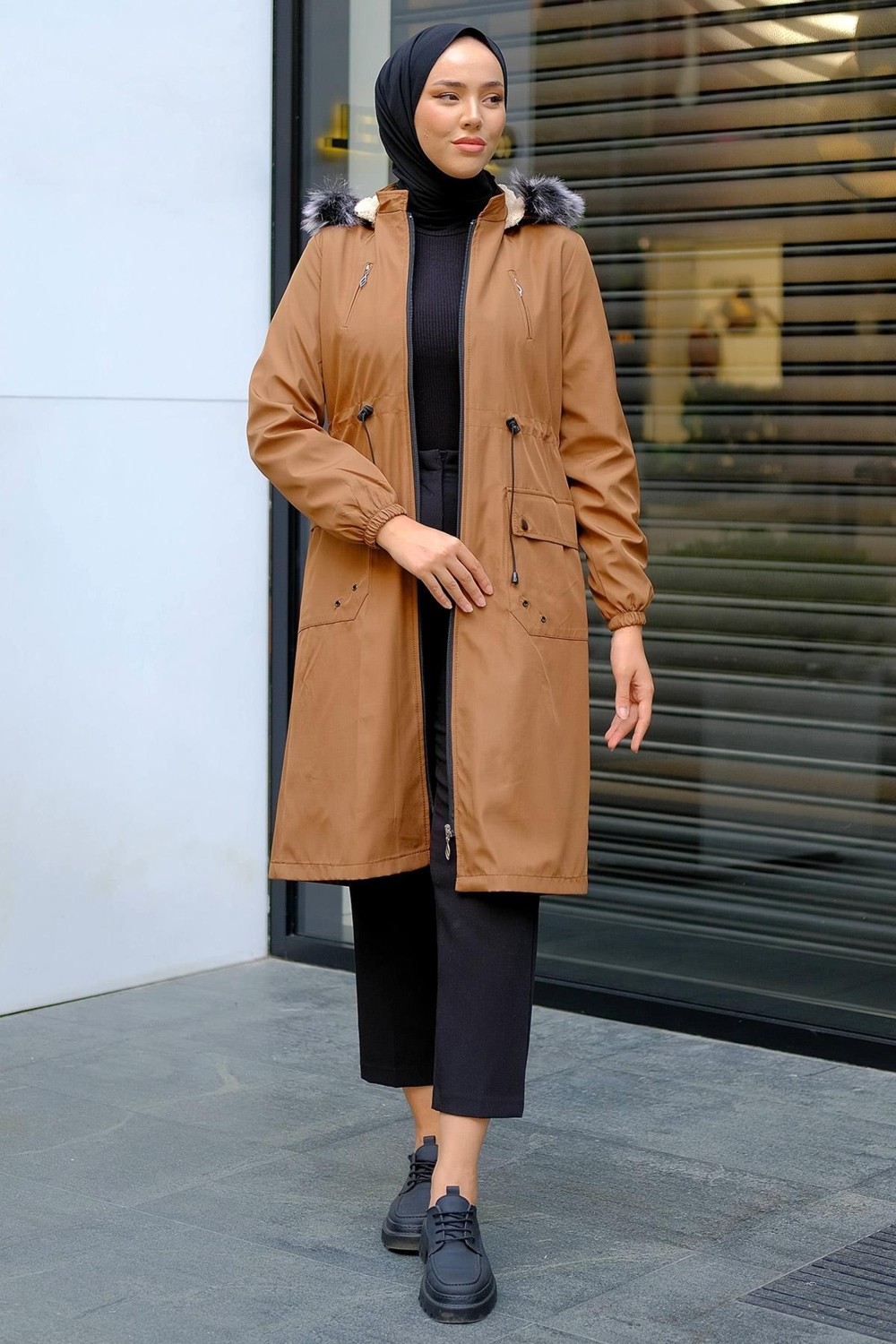 Hafsa Mina Süs Cepli İçi Peluş Mont Taba HM2295