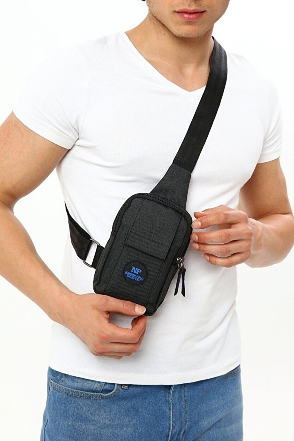 Avca Unisex Keten Telefon Bölmeli Bel ve Çapraz Omuz Çanta görsel 6