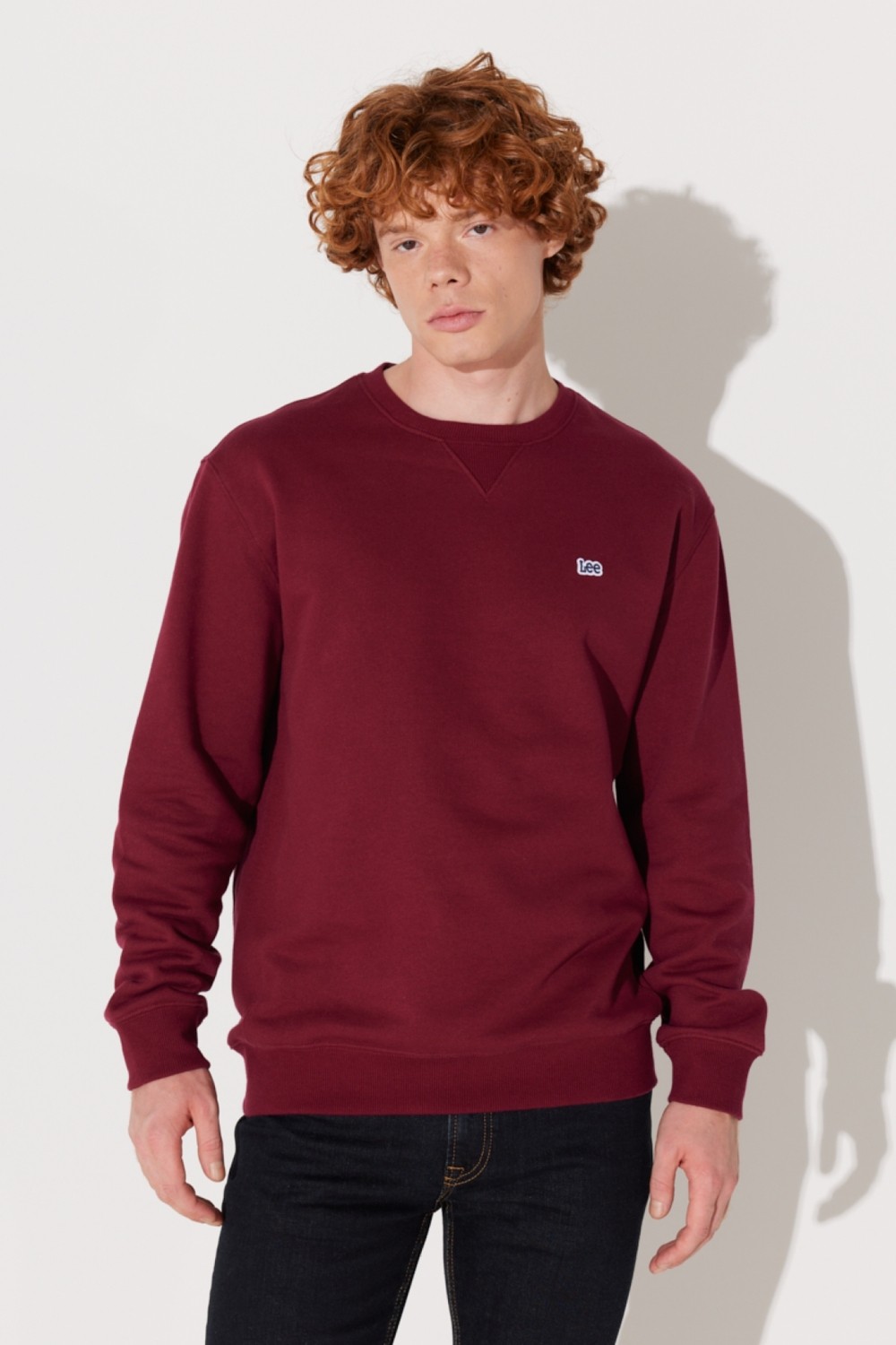 Lee Regular Fit Normal Kesim %100 Pamuk Bisiklet Yaka İçi Polarlı Bordo Sweatshirt