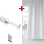 Tropik Home Beyaz Banyo Perdesi Askı Hediyeli 180X200CM Tek Kanat Duş Perdesi, Renkli Banyo Duş Perdesi