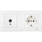 Uzm Light Karre Beyaz Ikili Set Uydu Tv Priz ve Topraklı Priz