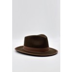 Vintage Erkek Fedora Fötr şapka Panama İngiliz Trilby Kasket Kahve