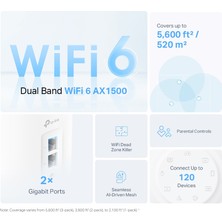 TP-Link Deco X10(3-pack), AX1500 Mbps, 520 m²'ye kadar Kapsama Alanı, 120 Cihaza Kadar Bağlantı, Gigabit Portlu, Mobil Uygulama ile Kolay Kurulum,Yapay Zeka Destekli Wi-Fi 6 Mesh Sistemi