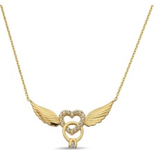 ÇGK KUYUMCULUK 14 K Kanatlı Tektaş Altın Kolye 14CGKKLY003