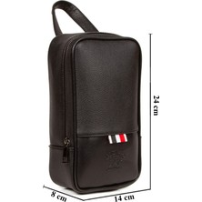 Avca Dos Erkek Siyah Deri Tıraş Seyahat Kozmetik Portföy Bakım El Çanta Günlük Clutch