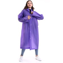 Macerati Kadın Erkek Yağmurluk Kapüşonlu Çıtçıtlı Eva Mor Yağmurluk