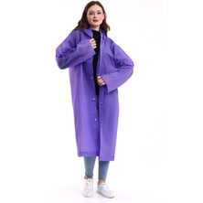 Macerati Kadın Erkek Yağmurluk Kapüşonlu Çıtçıtlı Eva Mor Yağmurluk