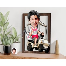 Bk Gift Kişiye Özel Erkek Golfcü Karikatürlü 3D Ahşap Tablo-6, Sevgiliye Hediye, Arkadaşa Hediye, Doğum Günü Hediyesi