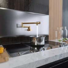 Mutfak Ocak Üstü Musluk Pot Yeni Model Gold Altın Dore Ithal 5 Yıl Güvenceli