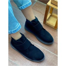 Yula Fashion Shoes Kadın Siyah Süet Haşpapi Cırtlı Bot