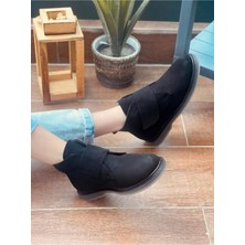 Yula Fashion Shoes Kadın Siyah Süet Haşpapi Cırtlı Bot