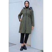 Yıldızlı İçi Kürklü Mont Haki HM2288