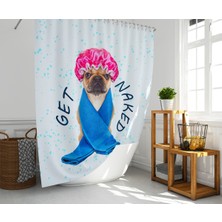 Tropik Home Banyo Duş Perdesi Sevimli Köpek Desen Dijital Baskılı Banyo Perdesi, Tek Kanat C HALKALI-180X200 cm