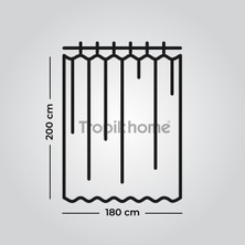 Tropik Home Su Desen Mavi Banyo Perdesi Askı Hediyeli 180X200CM Tek Kanat Duş Perdesi, L Boru Hediyeli