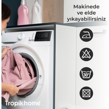 Tropik Home Funda Desen Banyo Perdesi Askı Hediyeli 180X200CM Tek Kanat Duş Perdesi, L Boru Hediyeli