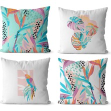 Jwk Home Tropic Desenli Çift Taraflı 4 Adet Kırlent Kılıf Takım (43X43)