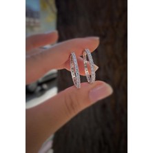Erer Gümüş Gümüş Iç Çapı 20 mm 2 mm Taşlı Halka Küpe