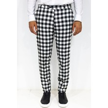 Wessi Dar Kesim Ekose Desenli Siyah Erkek Pantolon