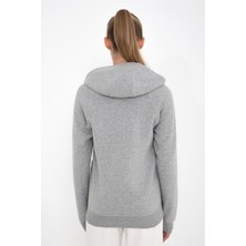 Comm-Ci Ela Kapüşonlu 3 Iplik Fermuar Detaylı Loose Fit Örme Sweatshirt