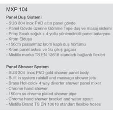 Mistillo Gold Duş Paneli Masajlı Duş Seti Paslanmaz Duş Seti