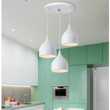 Riolight  RETRO13,RUSTİK,VİNTAGE Beyaz 3XE27 Duylu Metal Sarkıt Avize Taban ÇAPI:30CM