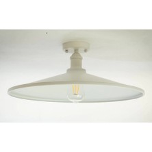 Riolight  Retro,rustik,vintage Beyaz 1XE27 Duylu Metal Plofonyer Avize Şapka ÇAPI:38CM