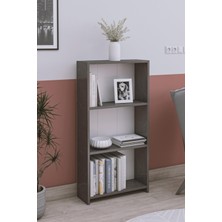 Promo 3 Gözlü Ahşap Kitaplık Onyx Desen Çok Amaçlı Kitaplık