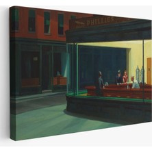 Doğal Tercih Edward Hopper'un Gecekuşları Eseri Kanvas TABLO-5158