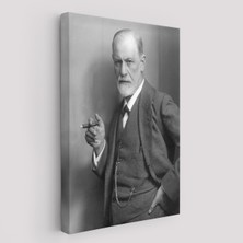 Doğal Tercih Sigmund Freud Elinde Puro ile Siyah Beyaz Fotoğrafı Kanvas TABLO-5238