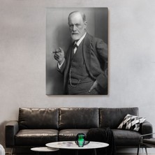 Doğal Tercih Sigmund Freud Elinde Puro ile Siyah Beyaz Fotoğrafı Kanvas TABLO-5238