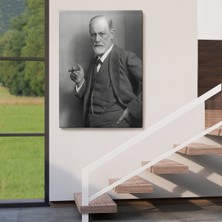 Doğal Tercih Sigmund Freud Elinde Puro ile Siyah Beyaz Fotoğrafı Kanvas TABLO-5238