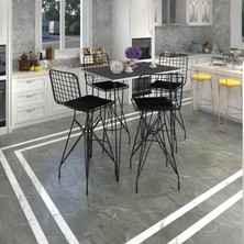 Kenz Life  Knsz Masa Sandalye Takımı HEM105ZENGIN Grisyh 100*070 4 Sandalye Syhsyh