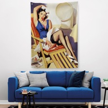 Harita Sepeti Sailor Pin Up Dekoratif Duvar Örtüsü-Halısı - Denizci Kız-6459