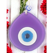 Mavi Nazar Boncuklu Mor Renk Nazar Boncuklu Damla Desen El Yapımı Duvar Süsü