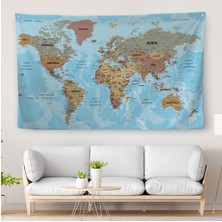 Harita Sepeti Türkçe Eğitici Ülke Ve Başkent Okyanus Detaylı Atlas Dünya Haritası  Duvar Örtüsü-Halısı 3849