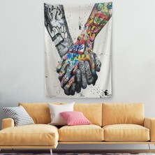 Harita Sepeti Graffiti El Duvar Posteri, El Ele Tutarak Duvar Örtüsü - Halısı-5312