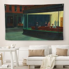 Harita Sepeti Edward Hopper'Un Gecekuşları Eseri Kanvas Duvar Örtüsü-Halısı-5158