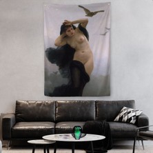 William-Adolphe Bouguereau The Night Desenli Harita Sepeti Duvar Örtüsü 95 x 150 cm Premium Kanvas