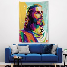 Harita Sepeti Renkli Isa Mesih Duvar Örtüsü-Halısı, Jesus Chrıst-6343