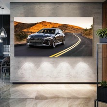 SML Tablo Audi Rs6 Spor Araba Otoyol Hız Tutkusu Enine Yatay Kanvas Tablo