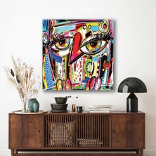 SML Tablo Soyut Baykuş Modern Sanat Kuş Ilüstrasyonu Kare Kanvas Tablo