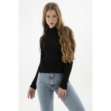 Fashion Friends Kadın Yarım Balıkçı Kazak 23K0389K1 Siyah