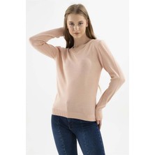 Fashion Friends Kadın V Yaka Kazak 23K0244K1 Pudra