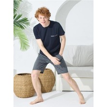 Kly Pijama Kly 1001 Sıfır Yaka Yarım Kol Şort Pijama Takım