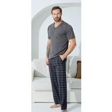 Kly Pijama Kly 9508 V Yaka Ekoseli Pijama Takım